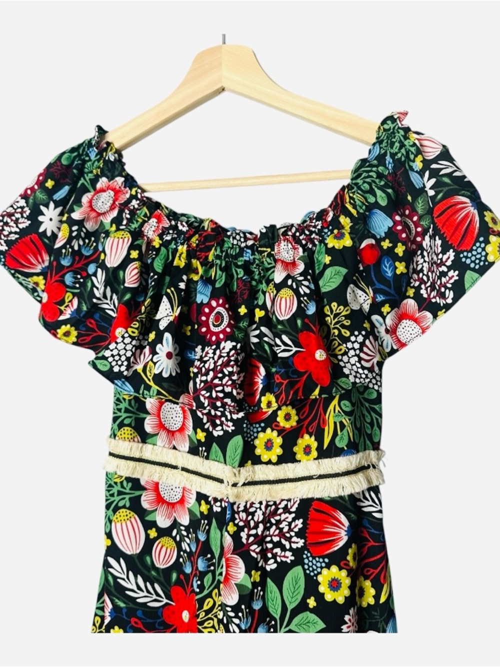 ModCloth Traffic People 60s Floral Fringe Maxi Dress Size XS NEW - Picture 16 of 16